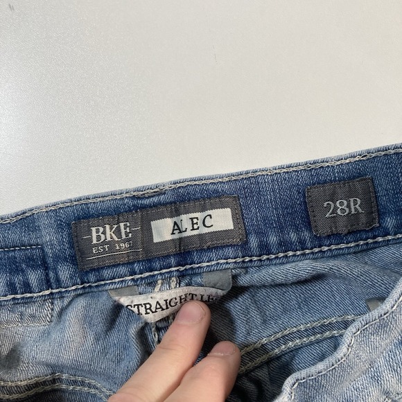BKE Buckle Alec Jeans 26x30 Blue Straight Stretch Faded Whiskers (Tag 28R) READ - Picture 4 of 14